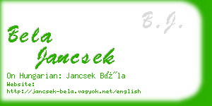 bela jancsek business card